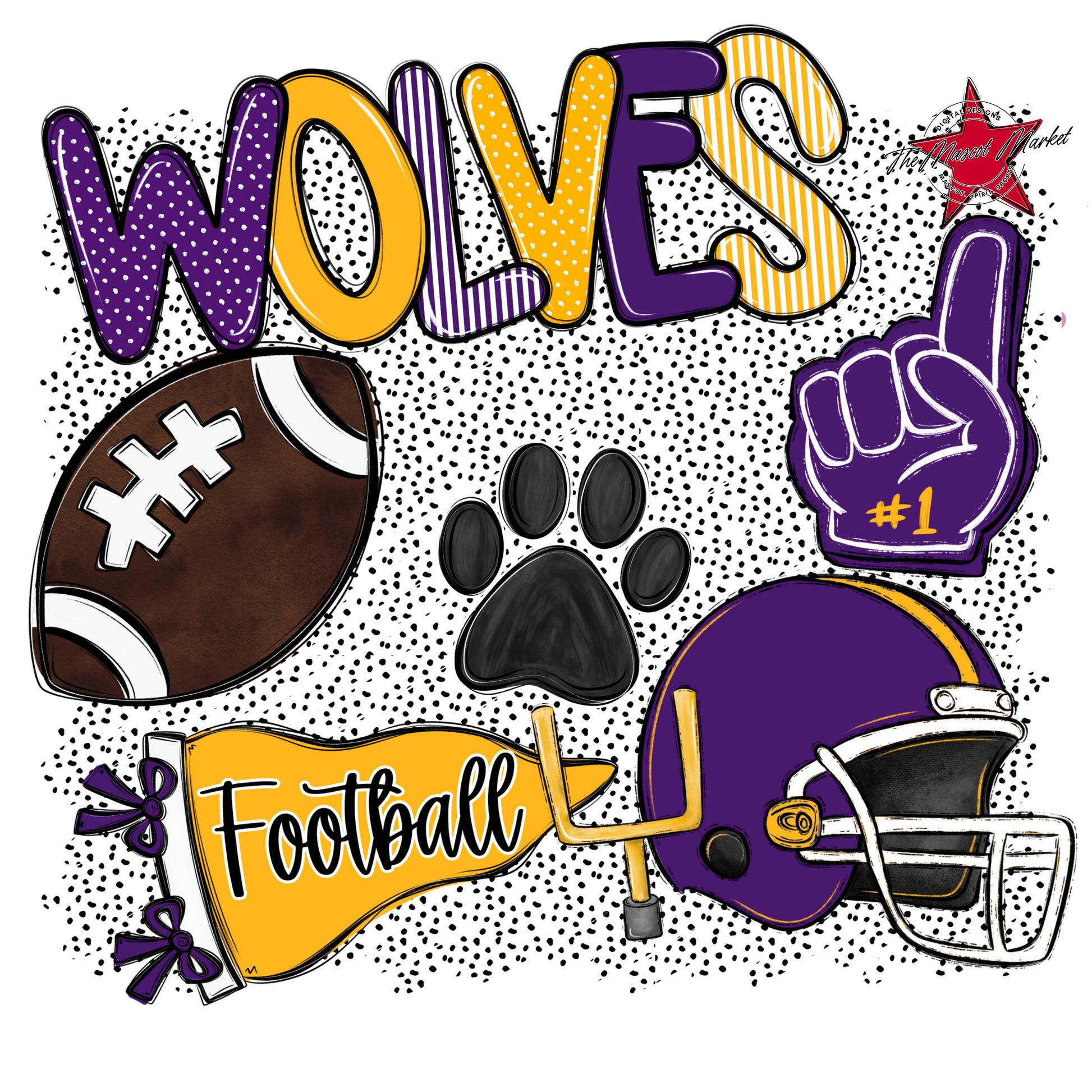 Wolves Football Spirit-Purple & Yellow