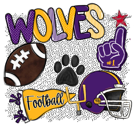 Wolves Football Spirit-Purple & Yellow