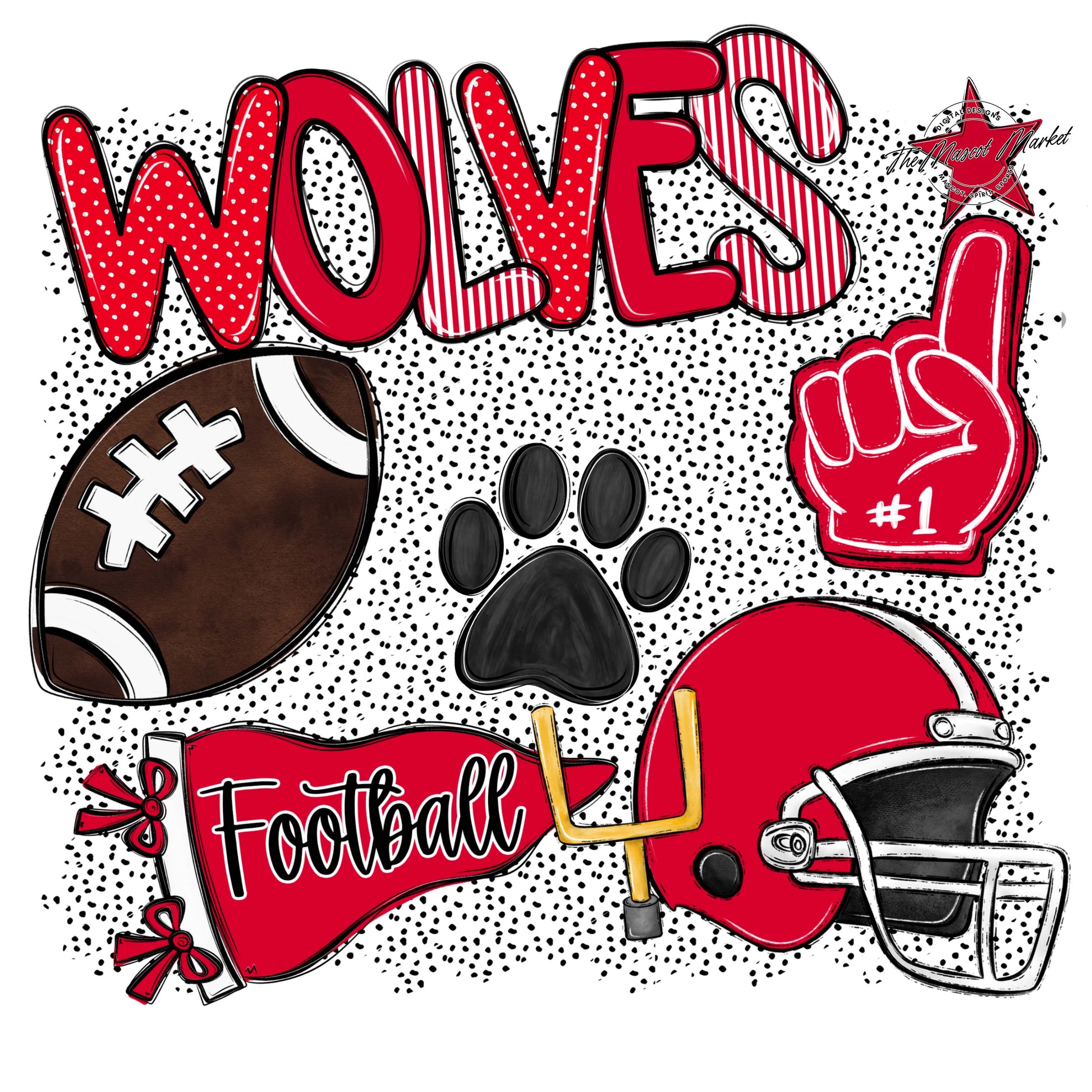 Wolves Football Spirit-Red