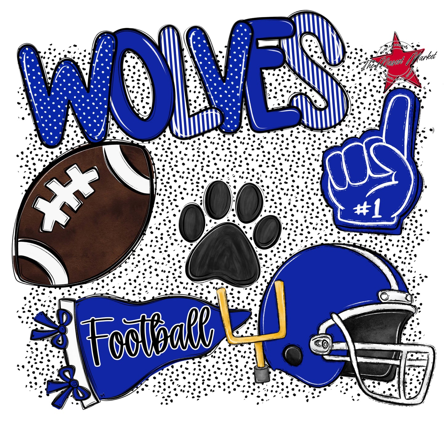 Wolves Football Spirit-Royal Blue