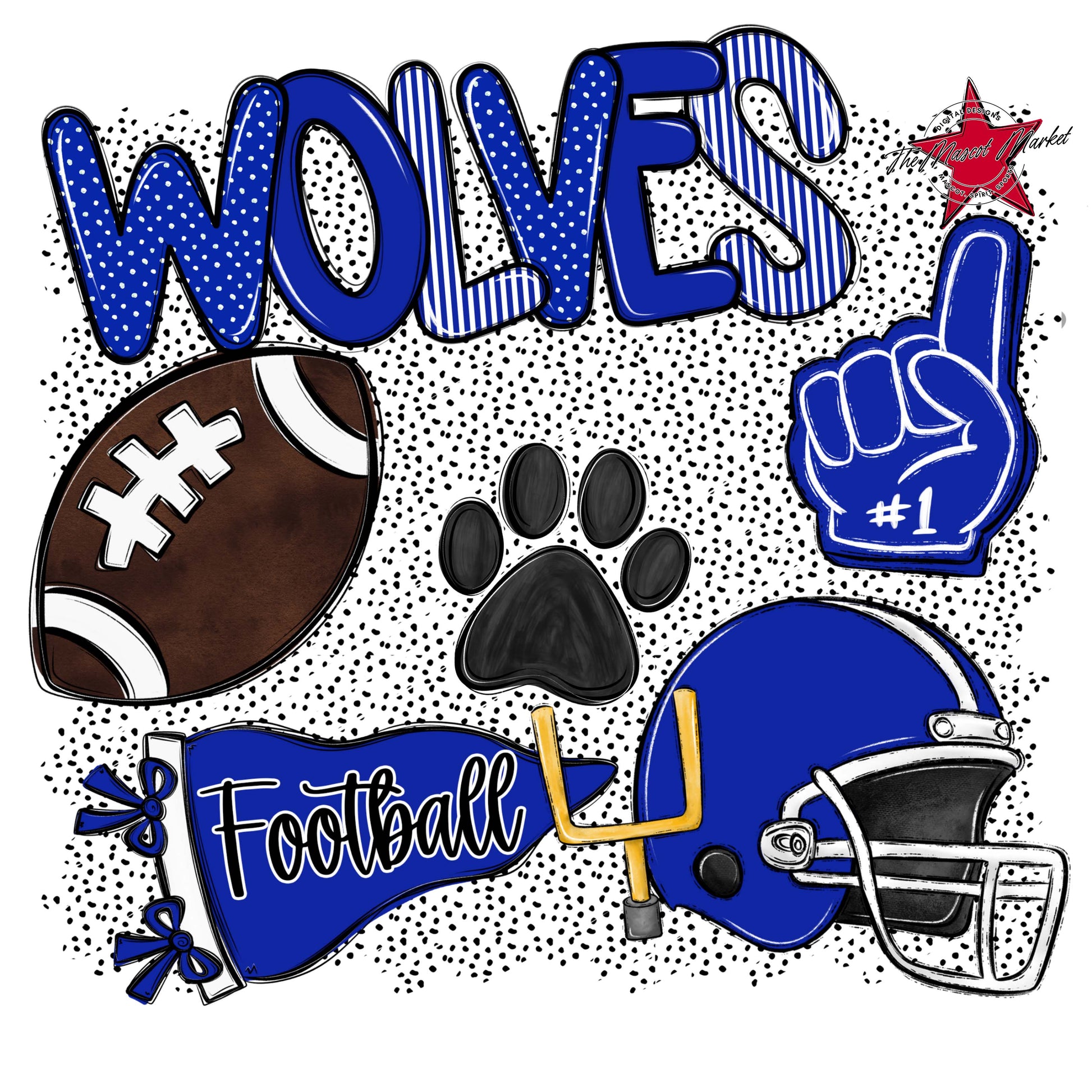 Wolves Football Spirit-Royal Blue