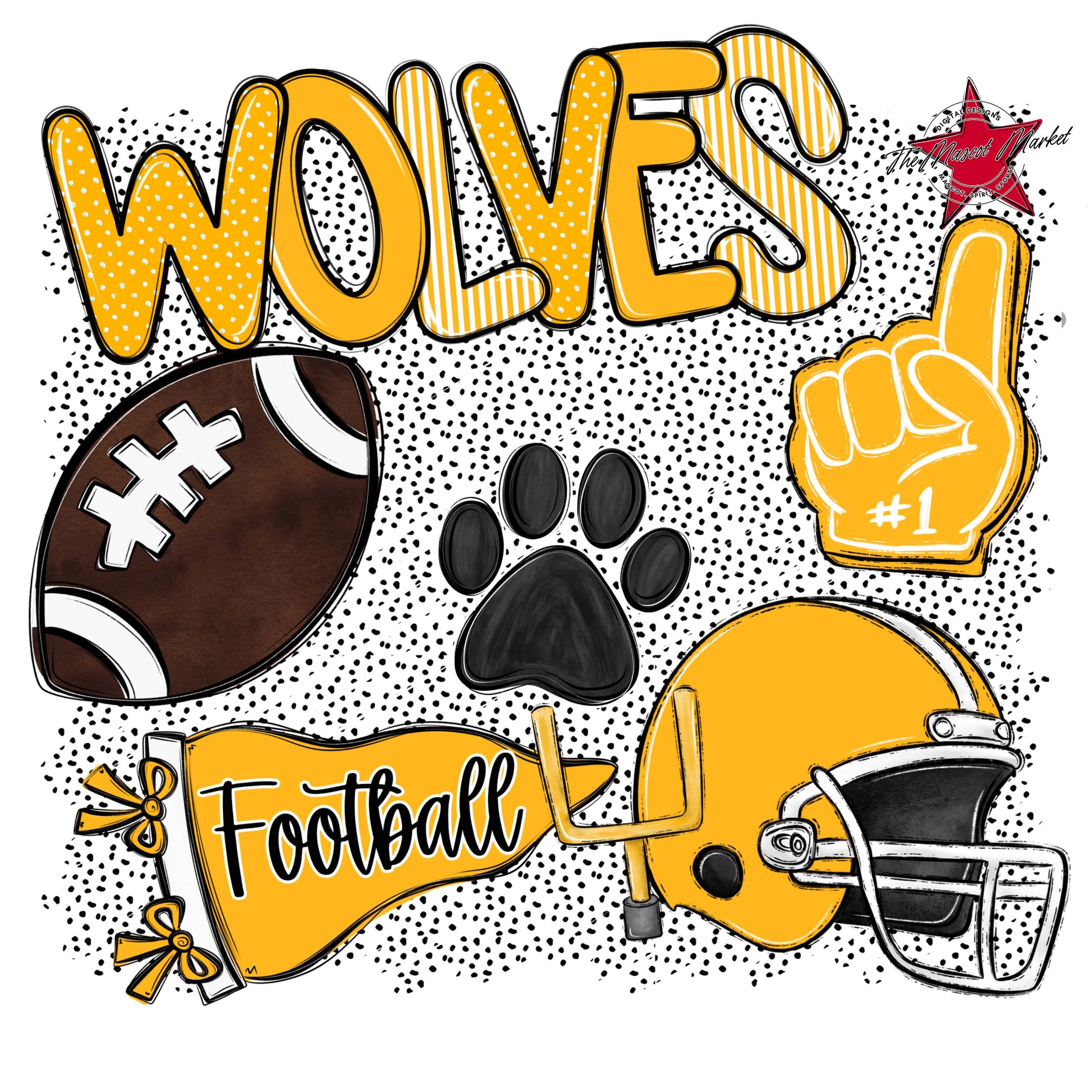 Wolves Football Spirit-Yellow