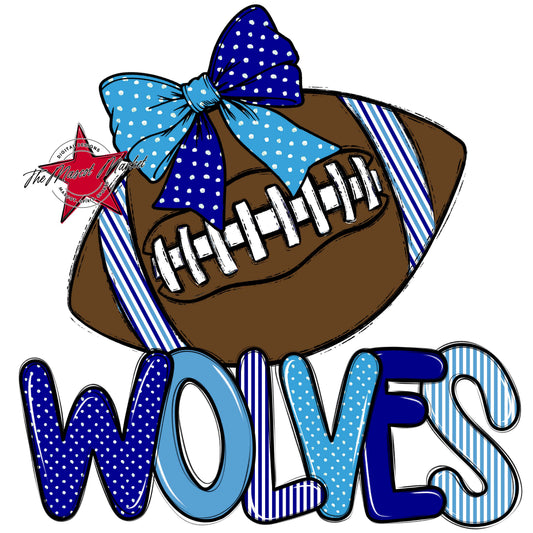 Wolves Football Spirit Design-Blue & Carolina Blue