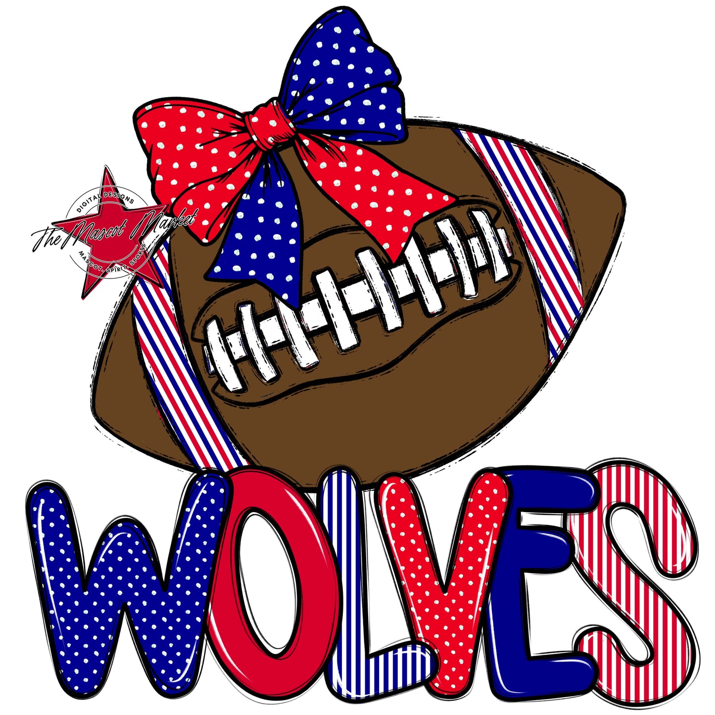 Wolves Football Spirit Design-Blue & Red