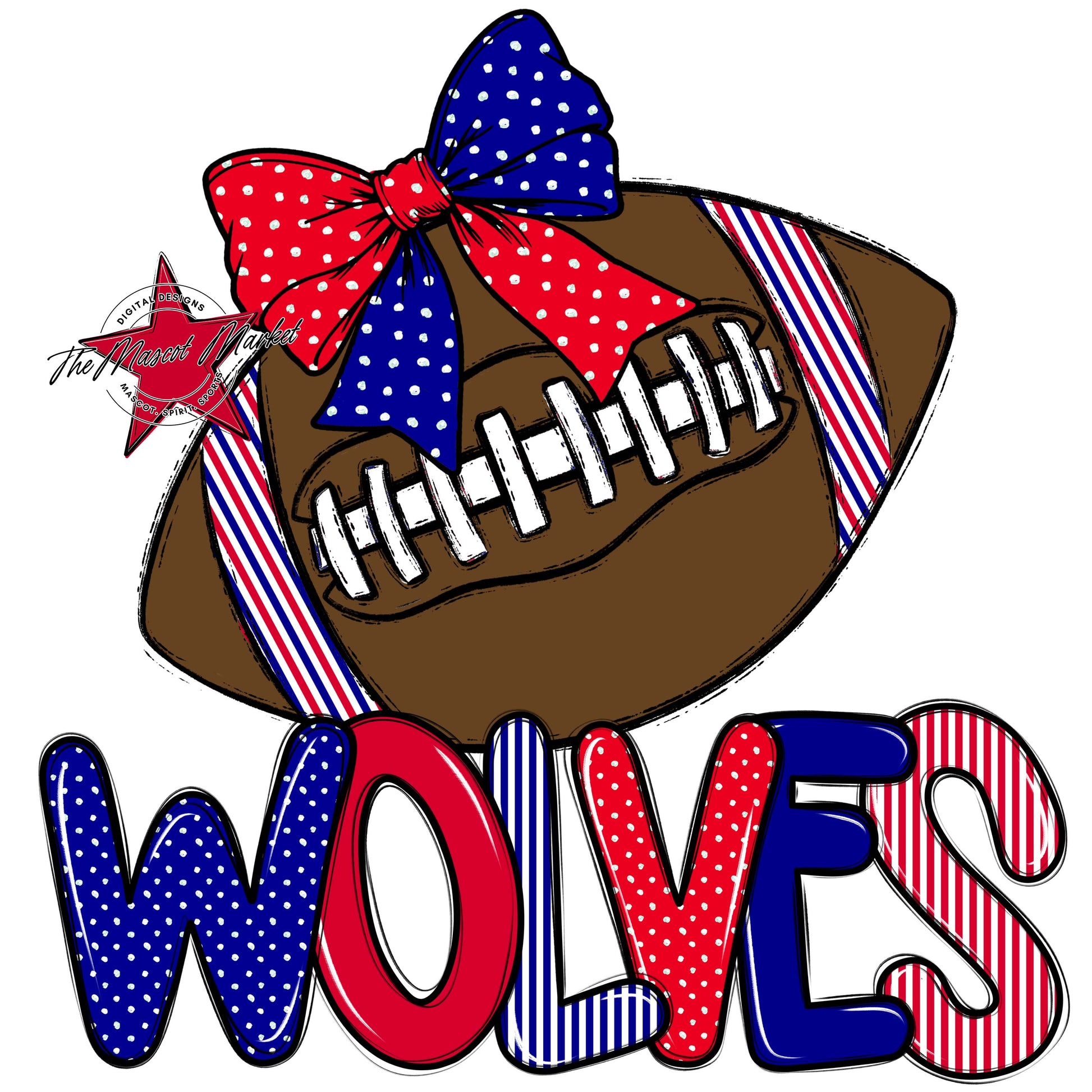 Wolves Football Spirit Design-Blue & Red