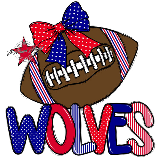 Wolves Football Spirit Design-Blue & Red