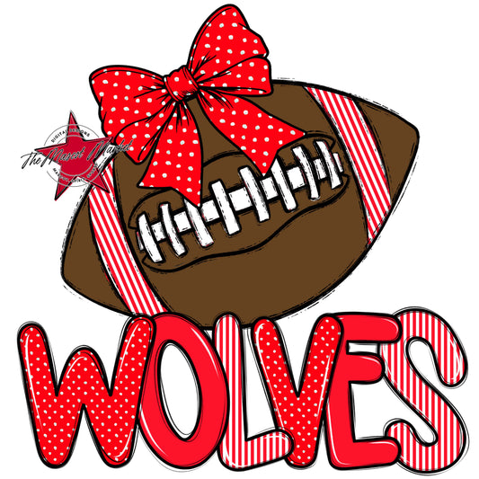 Wolves Football Spirit Design-Bright Red