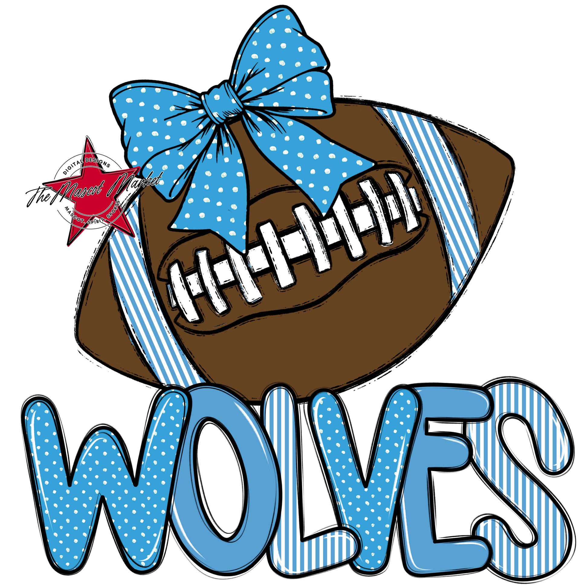 Wolves Football Spirit Design-Carolina Blue