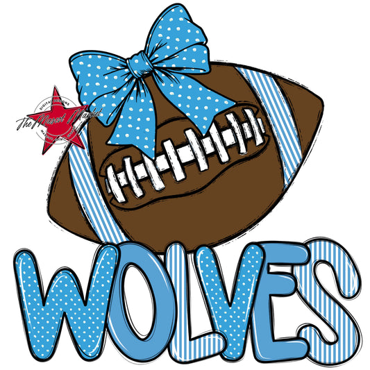Wolves Football Spirit Design-Carolina Blue