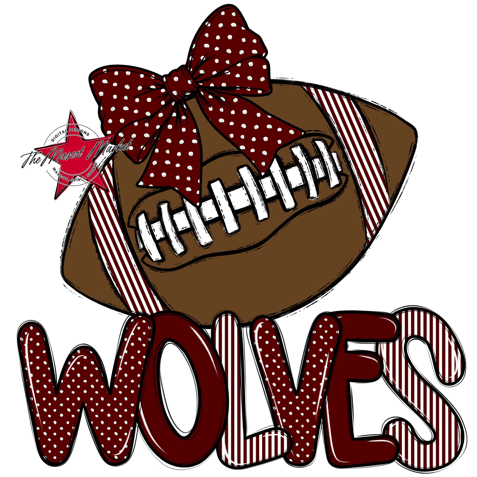 Wolves Football Spirit Design-Maroon