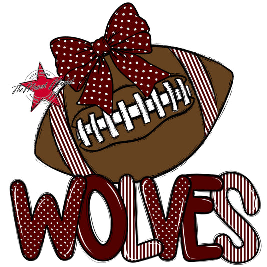 Wolves Football Spirit Design-Maroon