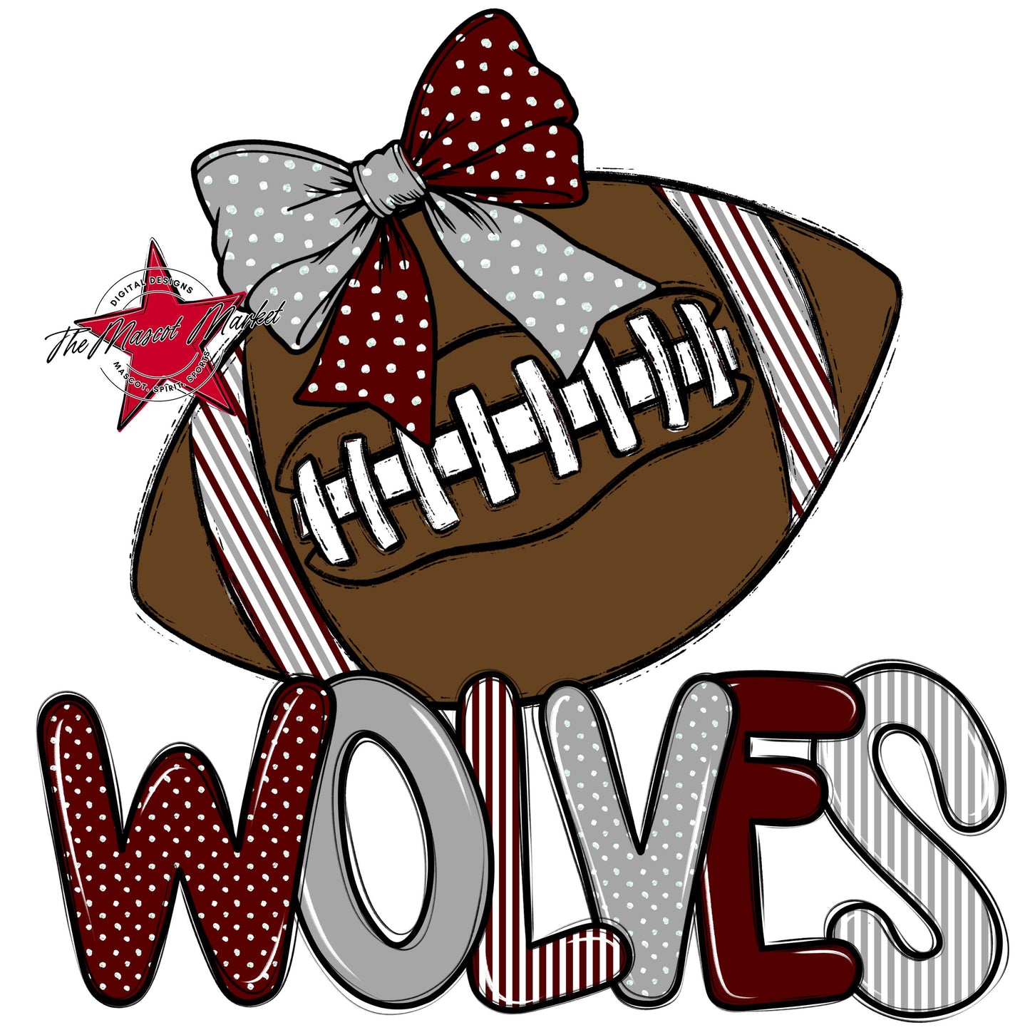 Wolves Football Spirit Design-Maroon & Grey