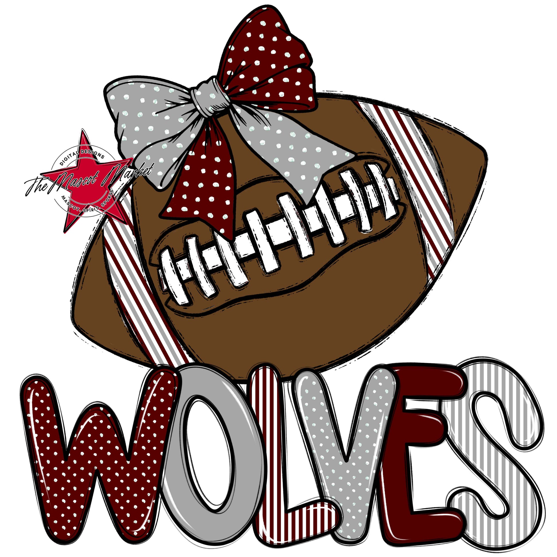 Wolves Football Spirit Design-Maroon & Grey