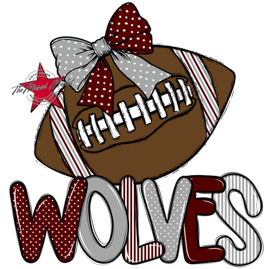 Wolves Football Spirit Design-Maroon & Grey