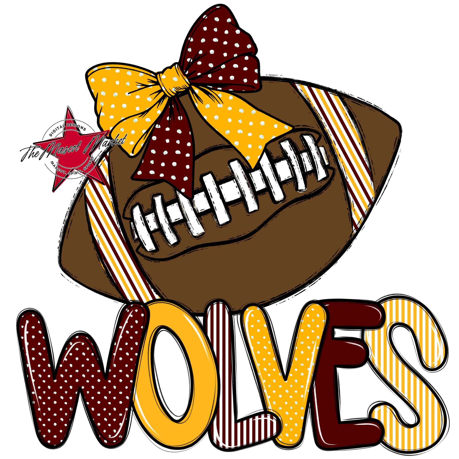 Wolves Football Spirit Design-Maroon & Yellow