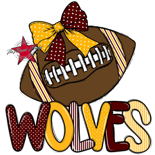 Wolves Football Spirit Design-Maroon & Yellow