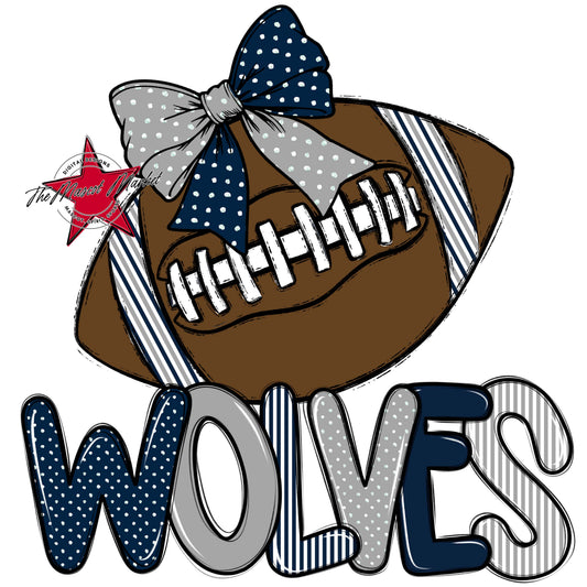Wolves Football Spirit Design-Navy & Grey