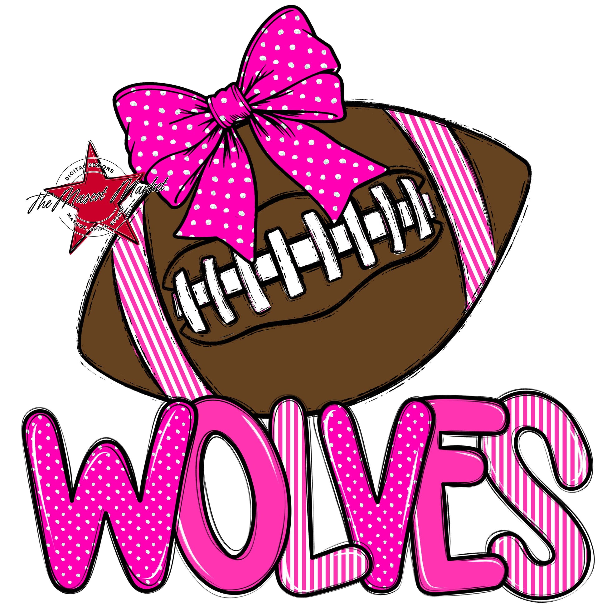 Wolves Football Spirit Design-Pink