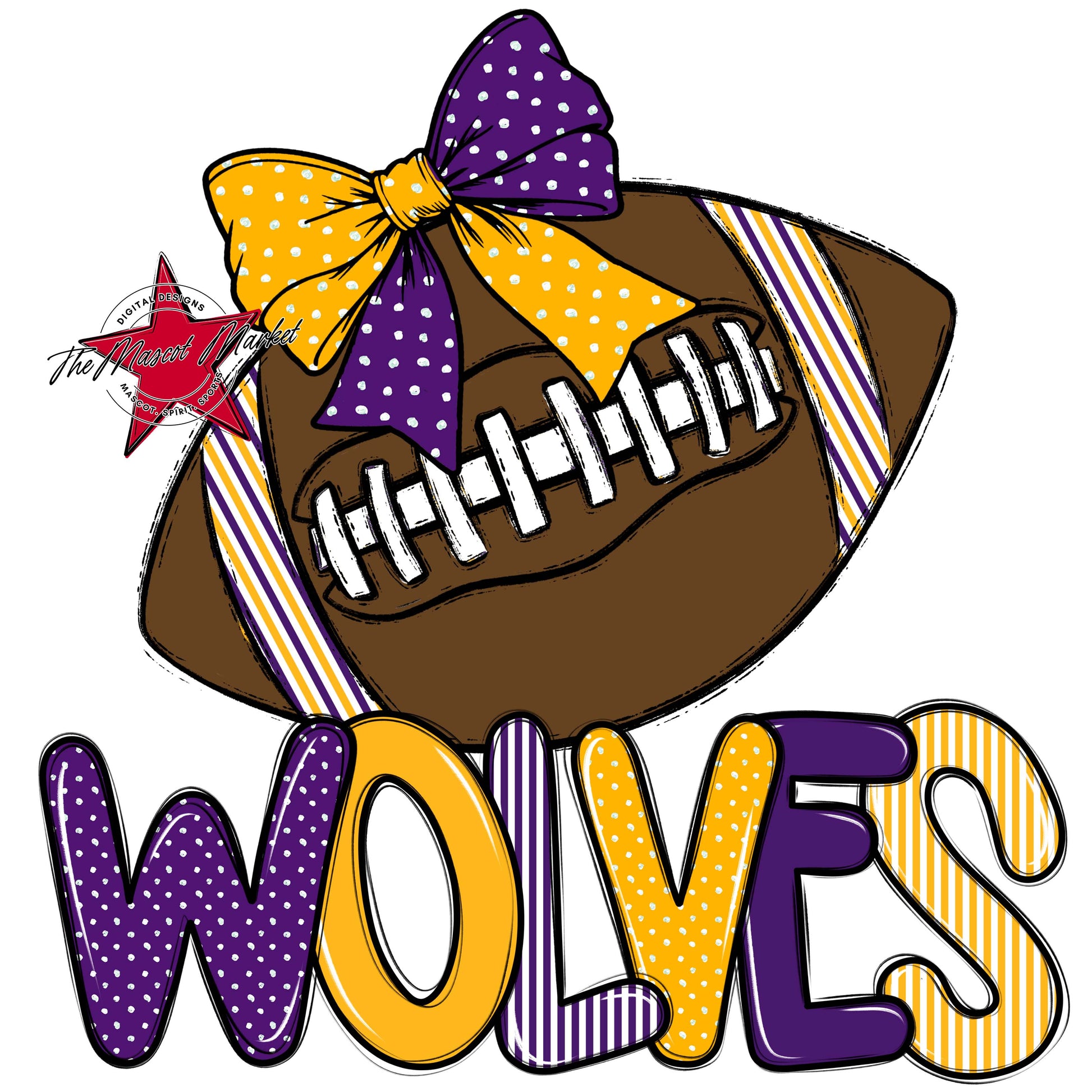 Wolves Football Spirit Design-Purple & Yellow