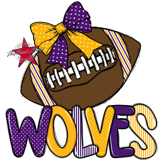 Wolves Football Spirit Design-Purple & Yellow