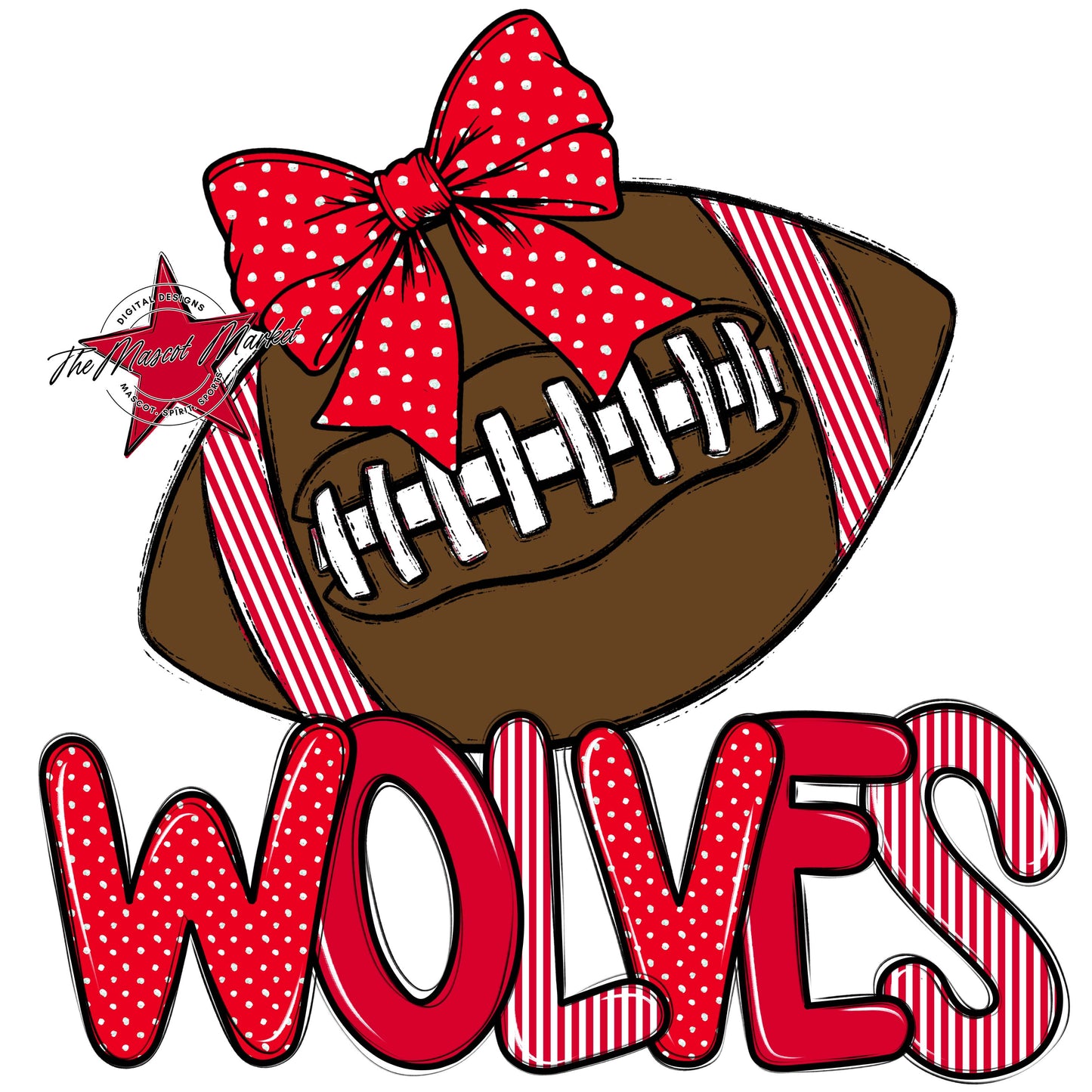 Wolves Football Spirit Design-Red