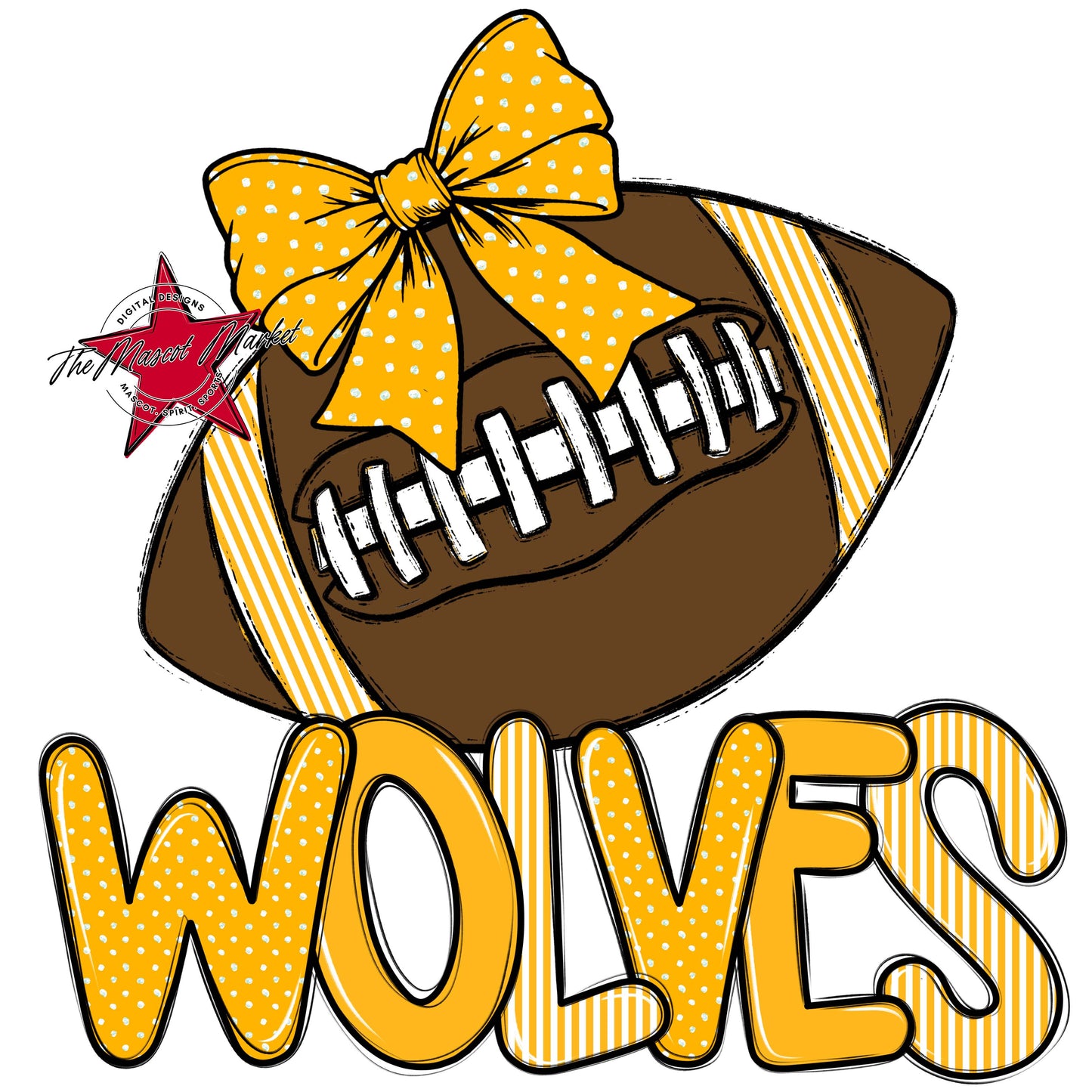Wolves Football Spirit Design-Yellow