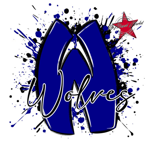 Wolves Mascot Splatter-Blue