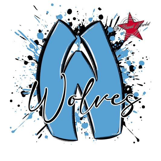 Wolves Mascot Splatter-Carolina Blue