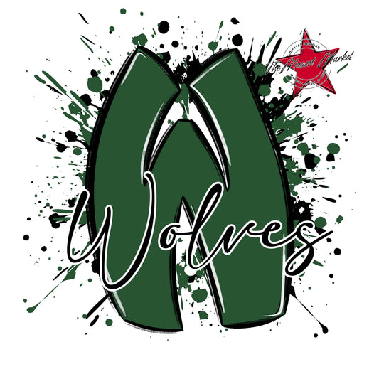Wolves Mascot Splatter-Green