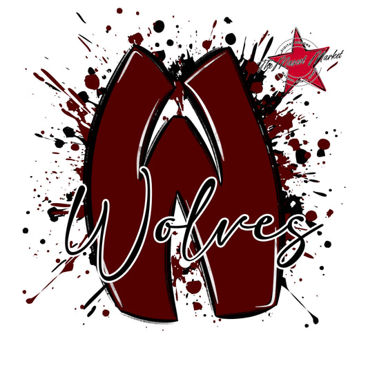 Wolves Mascot Splatter-Maroon