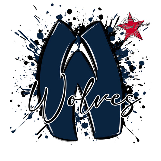 Wolves Mascot Splatter-Navy