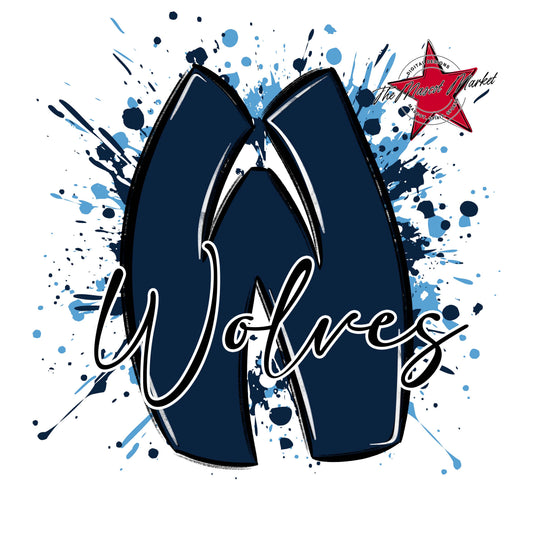 Wolves Mascot Splatter-Navy & Carolina Blue