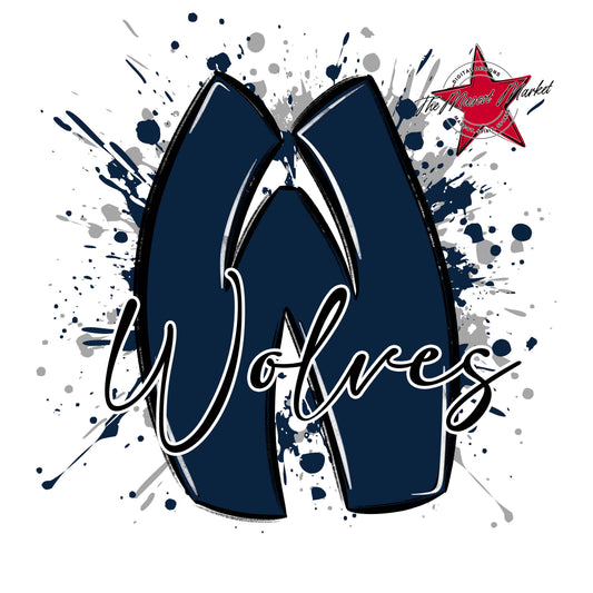 Wolves Mascot Splatter-Navy & Grey