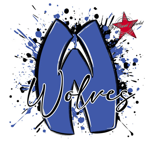 Wolves Mascot Splatter-Off Blue