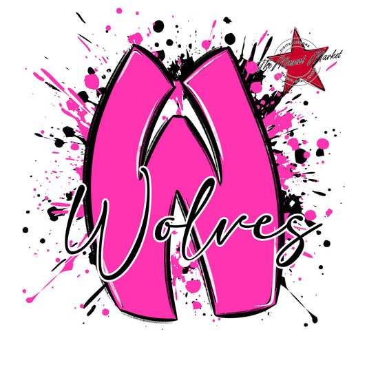 Wolves Mascot Splatter-Pink