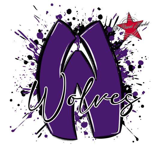 Wolves Mascot Splatter-Purple
