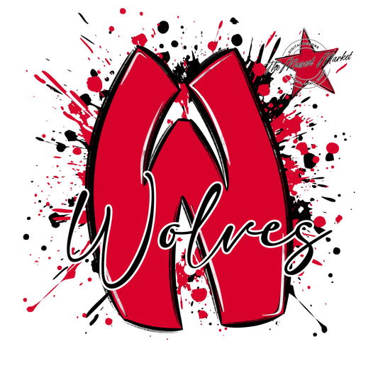Wolves Mascot Splatter-Red