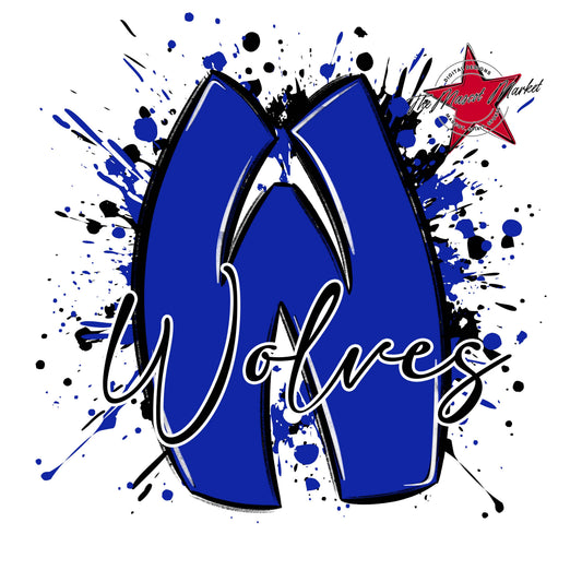 Wolves Mascot Splatter-Royal Blue