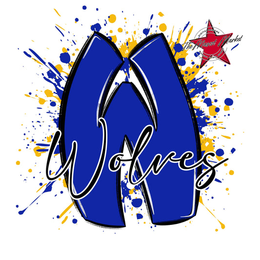 Wolves Mascot Splatter-Royal Blue & Yellow