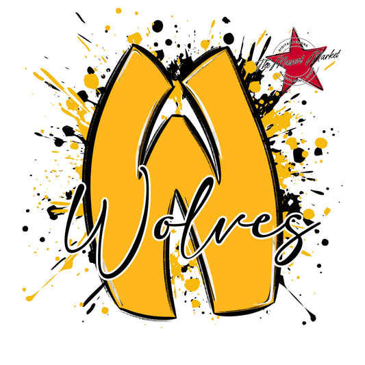 Wolves Mascot Splatter-Yellow
