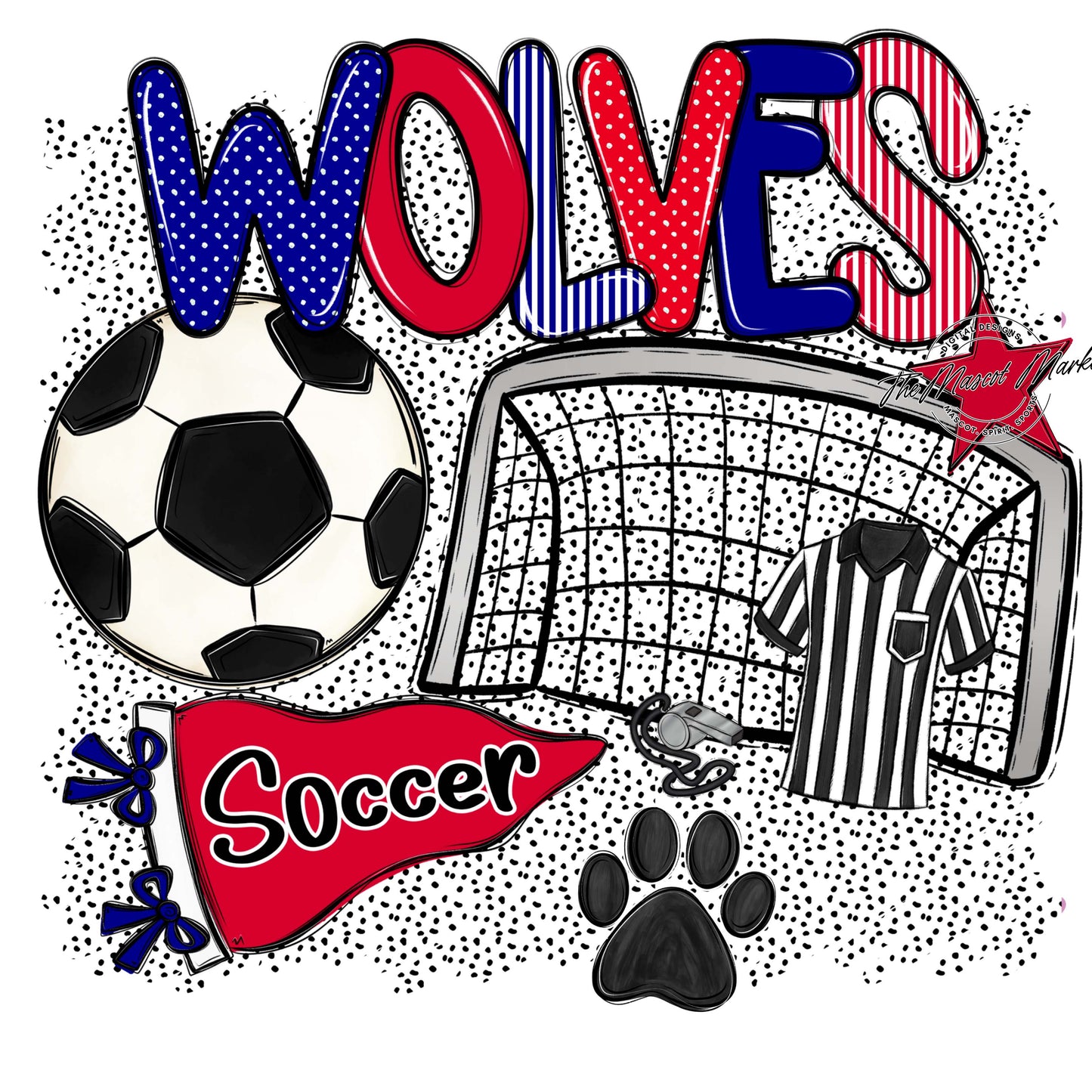 Wolves Soccer Spirit-Blue & Red
