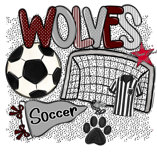 Wolves Soccer Spirit-Maroon & Grey