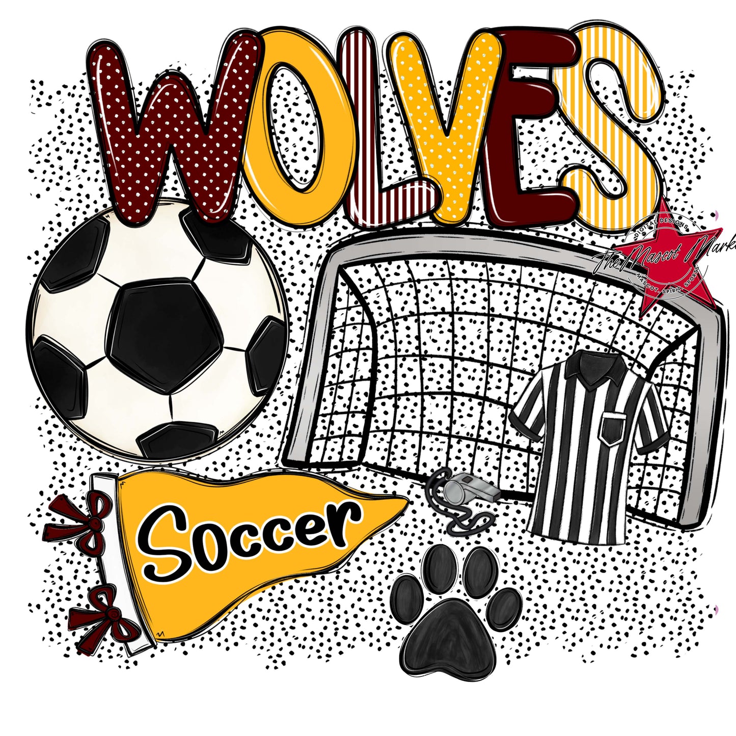 Wolves Soccer Spirit-Maroon & Yellow