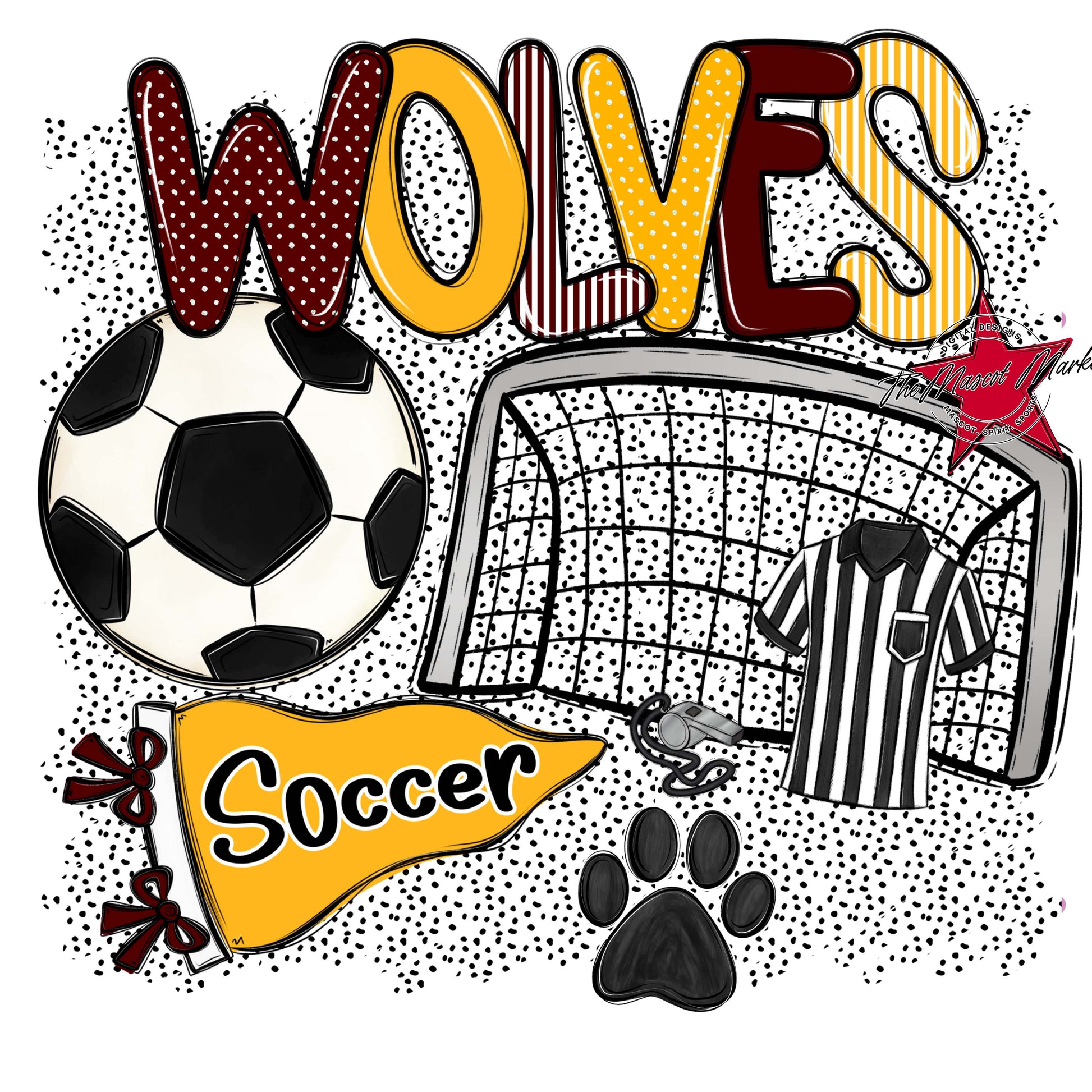 Wolves Soccer Spirit-Maroon & Yellow