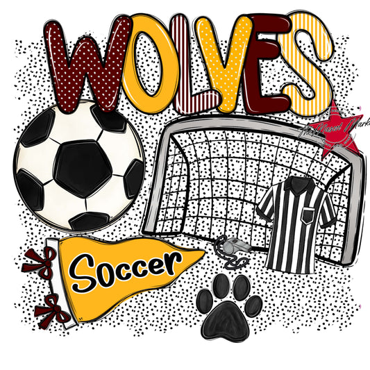 Wolves Soccer Spirit-Maroon & Yellow