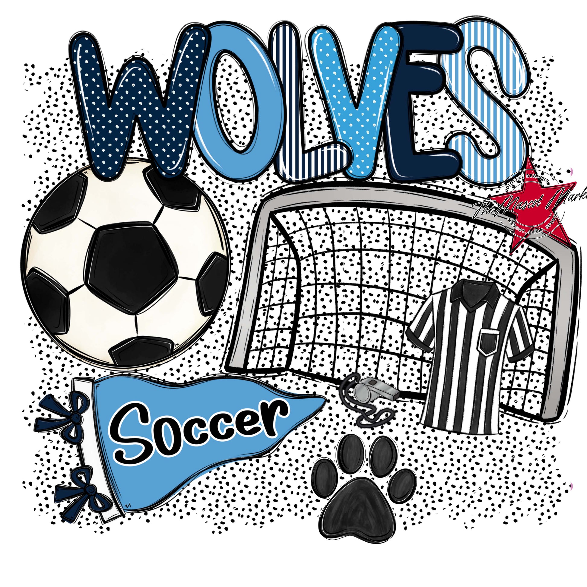 Wolves Soccer Spirit-Navy & Carolina Blue