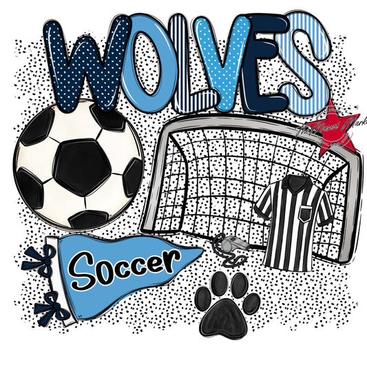 Wolves Soccer Spirit-Navy & Carolina Blue