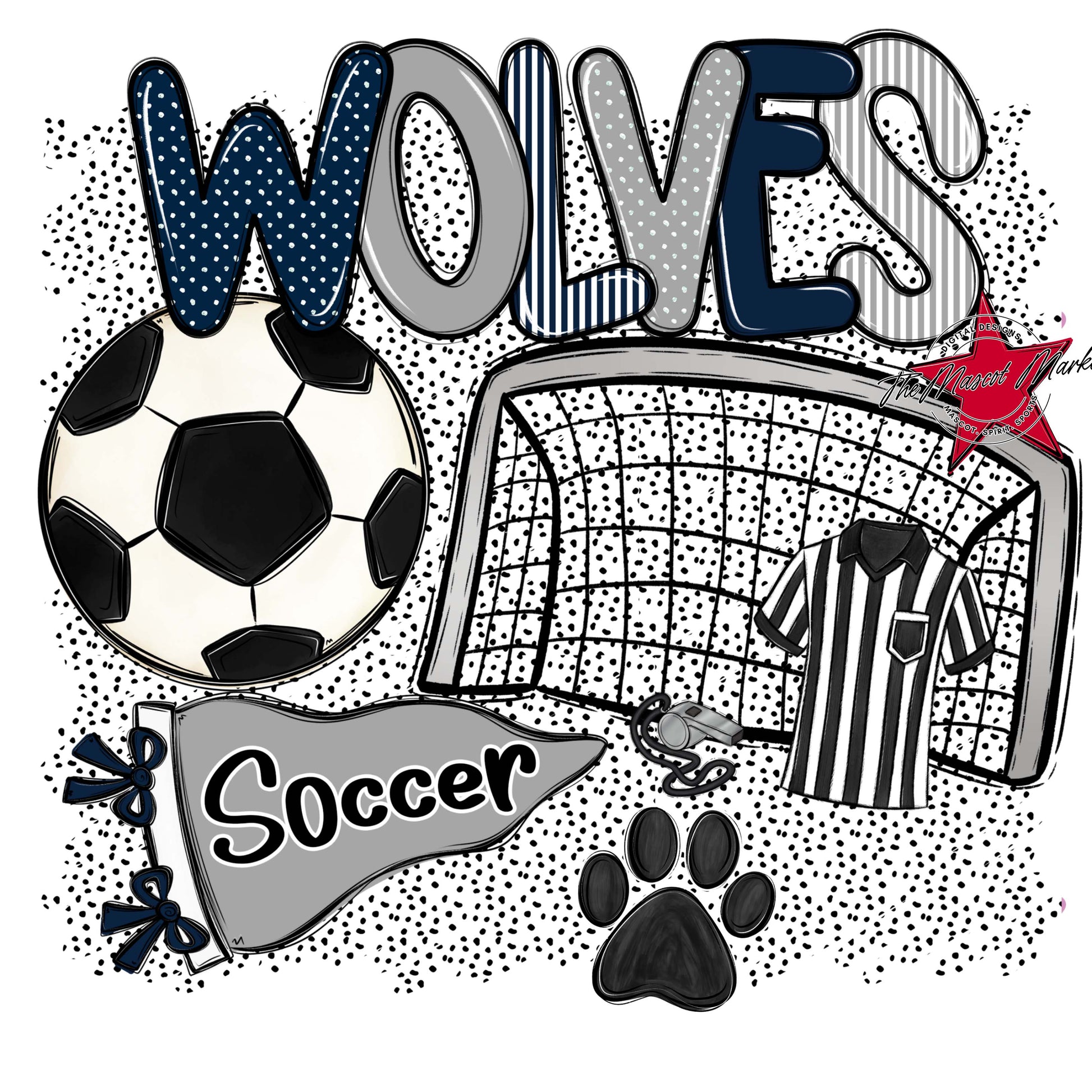 Wolves Soccer Spirit-Navy & Grey