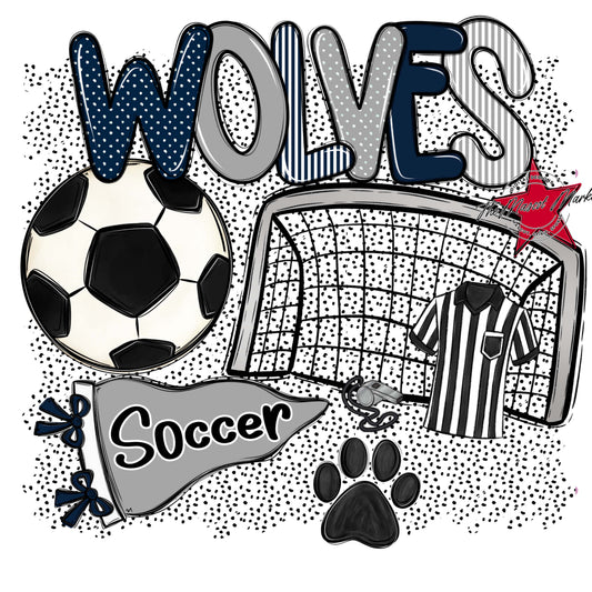 Wolves Soccer Spirit-Navy & Grey