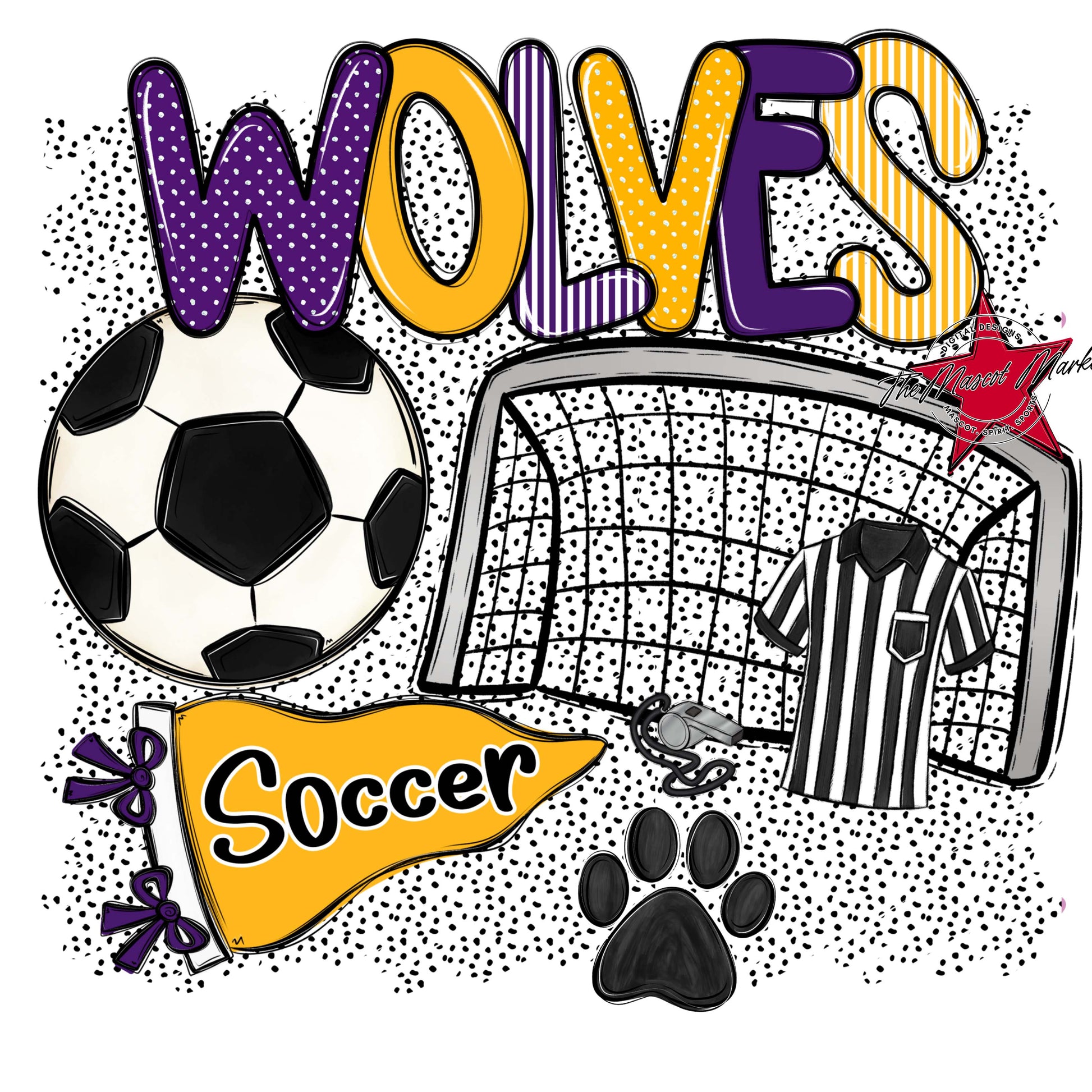 Wolves Soccer Spirit-Purple & Yellow